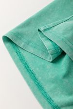 Mint Green Mineral Wash Flower Patchwork Mini T Shirt Dress - Image 9
