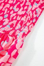 Pink Leopard Ruffle Straps Smocked High Waist Maxi Dress - Image 7