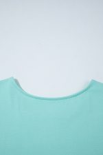 Mint Green Frilled Trim Crewneck Loose Fit Mini Dress - Image 10
