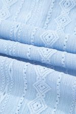 Beau Blue Split V-Neck Jacquard Eyelet Mini Dress - Image 8