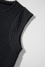 Black Textured Cap Sleeve T Shirt Shift Mini Dress - Image 12