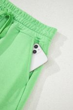 Light Green French Terry Drawstring Mini Skort with Pockets - Image 10