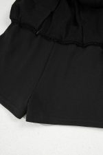 Black French Terry Drawstring Mini Skort with Pockets - Image 13