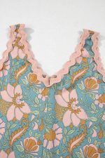 Sky Blue Allover Floral Print Ricrac Sleeveless Boho Mini Dress - Image 10