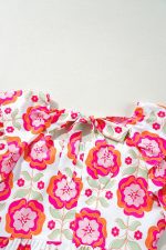 Rose Floral Print Layered Ruffle Sleeve Mini Dress - Image 7
