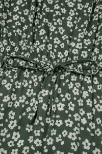 Green Boho Floral Print V Neck Knot Waist Sleeveless Dress - Image 15