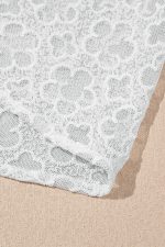 White Floral Lace Puff Sleeve Empire Waist Mini Dress - Image 12
