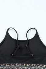 Black Leopard Print Spaghetti Strap Padded Wireless Bikini Set - Image 9