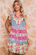 Rose Floral Ethnic Print Ruffle Mini Dress - Image 5