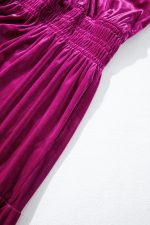 Red Dahlia Velvet Short Sleeve Shirred Waist Tiered Maxi Dress - Image 14