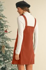 Cinnamon Corduroy Front Pockets Overall Dress - Image 2