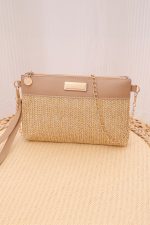 Light French Beige Woven Chain Shoulder Bag - Image 2