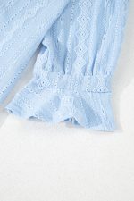 Beau Blue Split V-Neck Jacquard Eyelet Mini Dress - Image 11