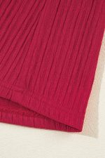 Fiery Red Frill Trim V Neck Loose Fit Ribbed Mini Dress - Image 17