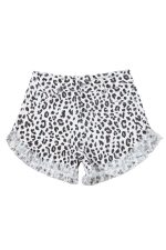 White Leopard Frayed Hem Denim Shorts - Image 12