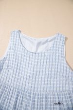 Light Blue Gingham High Waist Sleeveless Mini Dress - Image 7
