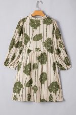 Guacamole Green Abstract Print Striped V-Neck Mini Dress - Image 9