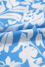 Sky Blue Floral Print Deep V Neck Puff Sleeve Flowy Dress - Image 10