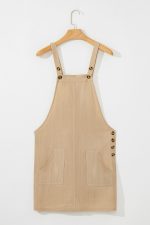Parchment Side Buttons Sleeveless Overall Mini Dress - Image 14