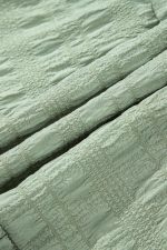 Smoke Green Solid Color Shirred Spaghetti Strap Textured Dress - Image 14