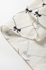 White Sweet Bow Print Lantern Sleeve Mini Dress - Image 15