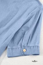 Myosotis Pleated High Waist Short Sleeve Shirt Dress - Image 18