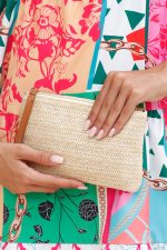 Oatmeal Braided Wrist Strap Zipper Large Capacity Clutch - Image 11