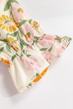 Multicolor Allover Floral Print Tiered Pop of Color Neckline Dress - Image 13