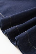 Dirty Blue Puff Sleeve Half Zipper Denim Flowy Dress - Image 15