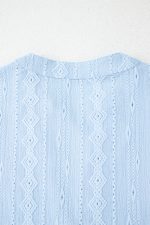 Beau Blue Split V-Neck Jacquard Eyelet Mini Dress - Image 9