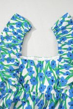 Blue Floral Print Square Neck Ruffled Strap Maxi Dress - Image 15