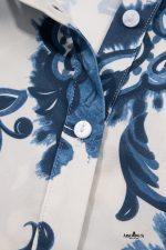 Blue Boho Floral Print Buttoned Collared Loose Fit Mini Dress - Image 9