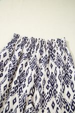 Blue Ethnic Print High Waist Wide Leg Loose Pants - Image 11