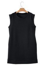Black Textured Cap Sleeve T Shirt Shift Mini Dress - Image 17
