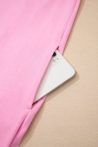 Pink Frilled Trim Crewneck Loose Fit Mini Dress - Image 11