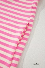 Sachet Pink Striped Ruffle Short Sleeve Pop of Color Neckline Dress - Image 9