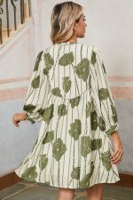 Guacamole Green Abstract Print Striped V-Neck Mini Dress - Image 2