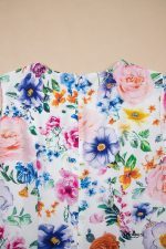 Sky Blue Vibrant Floral Print Cap Sleeve Mini Dress - Image 6
