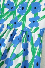 Blue Floral Print Square Neck Ruffled Strap Maxi Dress - Image 11
