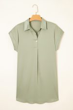 Laurel Green Plain Buttoned Collar T Shirt Dress - Image 5