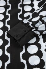 Black Abstract Print V Neck Puff Sleeve Mini Dress - Image 10