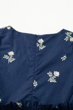 Blue Floral Print Puff Sleeve Babydoll Dress - Image 13