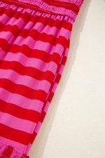 Rose Stripe Ruffle Strap Shirred Bodice Tiered Maxi Dress - Image 10