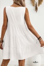 White Gingham High Waist Sleeveless Mini Dress - Image 2