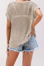 Parchment Hollow Out Crochet Knit Top - Image 2