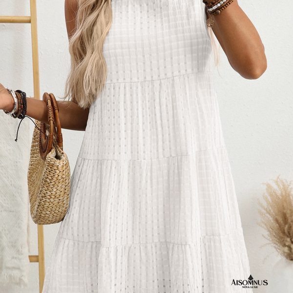White Gingham High Waist Sleeveless Mini Dress