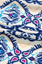 Blue Ethnic Print Pop of Color Neckline Long Sleeve Dress - Image 15