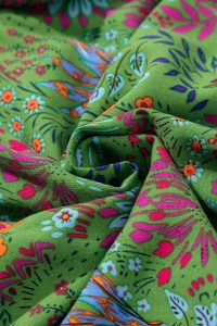 Green Floral Tie Neck Ruffle Sleeve Tiered Mini Dress - Image 10