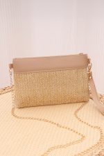 Light French Beige Woven Chain Shoulder Bag - Image 3