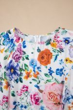 Sky Blue Vibrant Floral Print Cap Sleeve Mini Dress - Image 10
